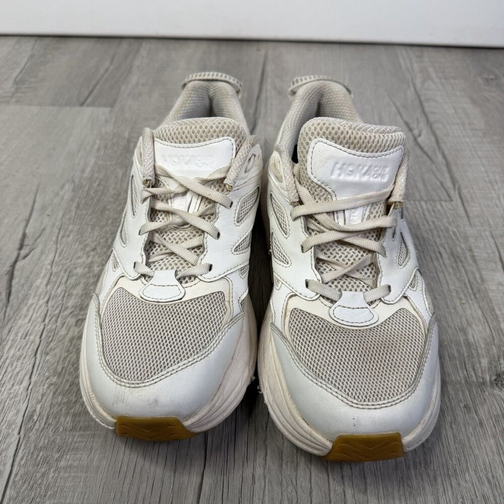 HOKA ONE ONE U Clifton L Embroidery Athletic Running Shoe M9/W10 White leather S - Picture 3 of 10